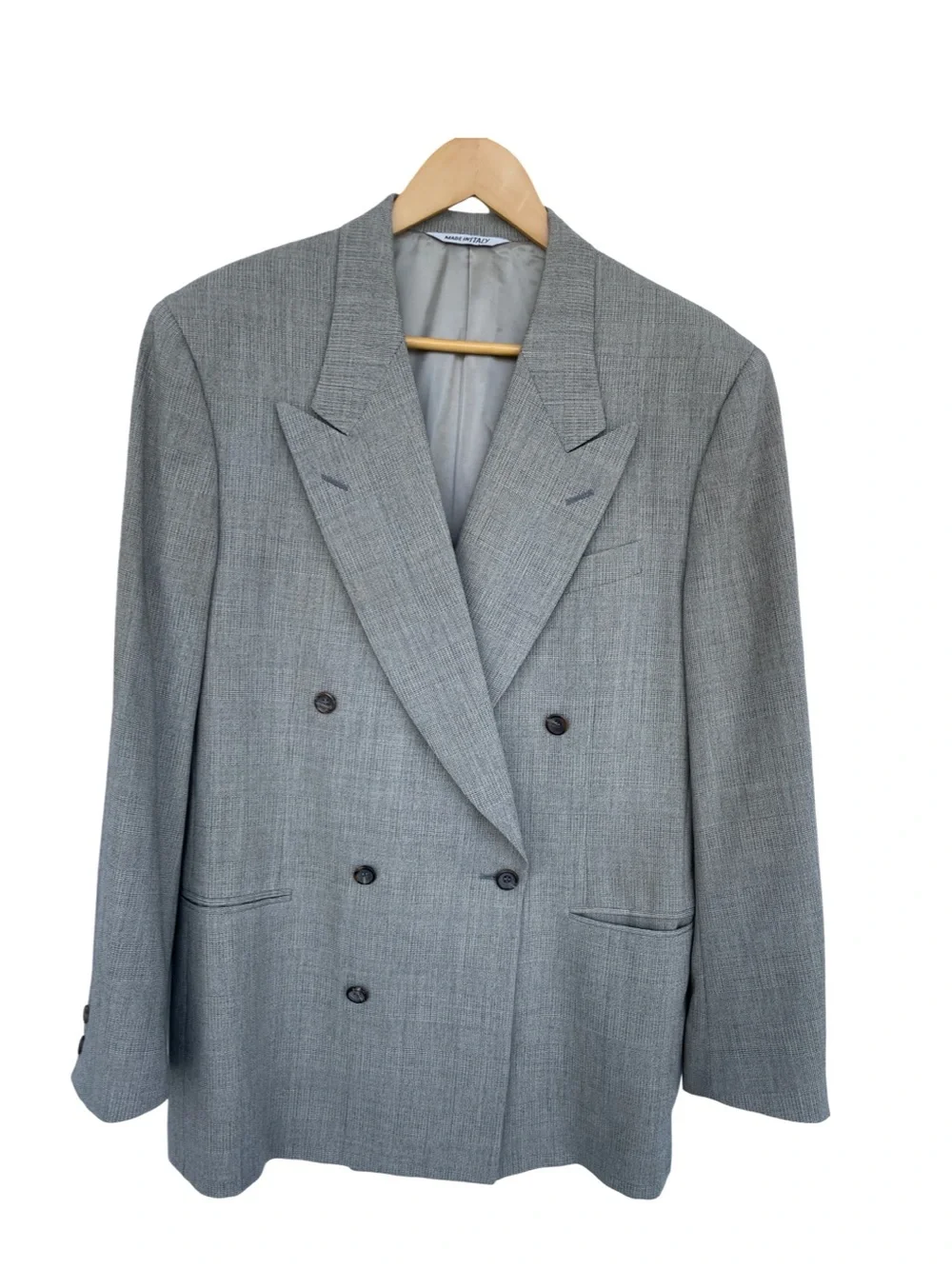 Canali Light Gray Double-Breasted Blazer size 50R Wool